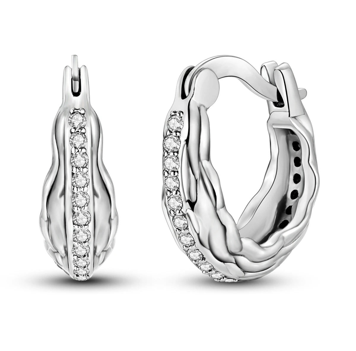 Orecchini a cerchio originali in argento 925 con stella, luna, trifoglio e farfalla con zirconi, perfetti per la creazione di gioielli e come regali di nozze per donne e ragazze.