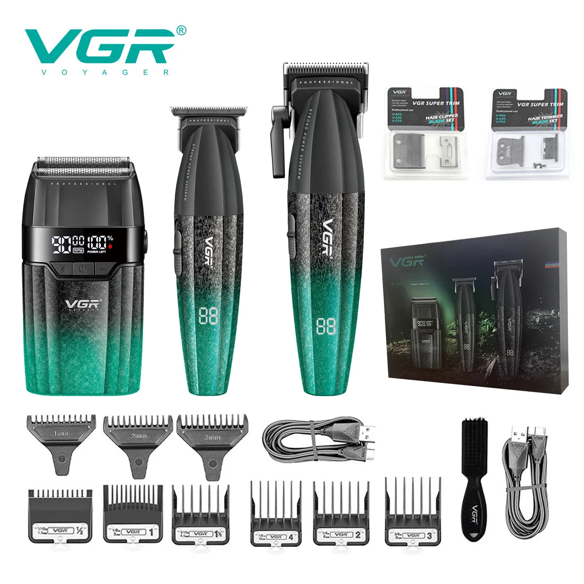 VGR Hair Trimmer Professional 9000 RPM Hair Clipper Cordless Hair Cutting Machine Rechargeable Metal Trimmer for Men V-640 S3