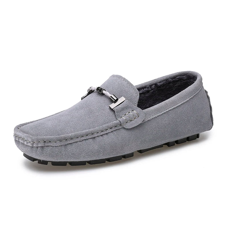Mocassini da uomo, scarpe casual slip-on, mocassini da uomo in pelliccia, scarpe invernali calde da uomo, mocassini in vera pelle scamosciata di vacchetta, scarpe basse di lusso