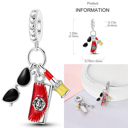 Anello romantico in argento sterling 925 con rosa, ideale per coppie, perfetto come proposta di matrimonio o per San Valentino. Ciondoli e perline adatti a collane e bracciali, perfetti per creare gioielli fai da te e regali.