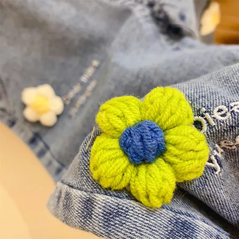 Jeans ricamati con fiori per bambina, jeans per bambini, pantaloni per bambina, pantaloni a gamba larga Daduhey, pantaloni harem, pantaloni per vestiti