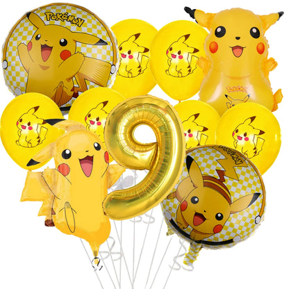 Palloncino Pikachu Pokemon per feste di compleanno da 1 a 9 anni, decorazione per feste a tema Pokemon e Squirtle, palloncino in alluminio per baby shower, bomboniere a tema Pikachu.