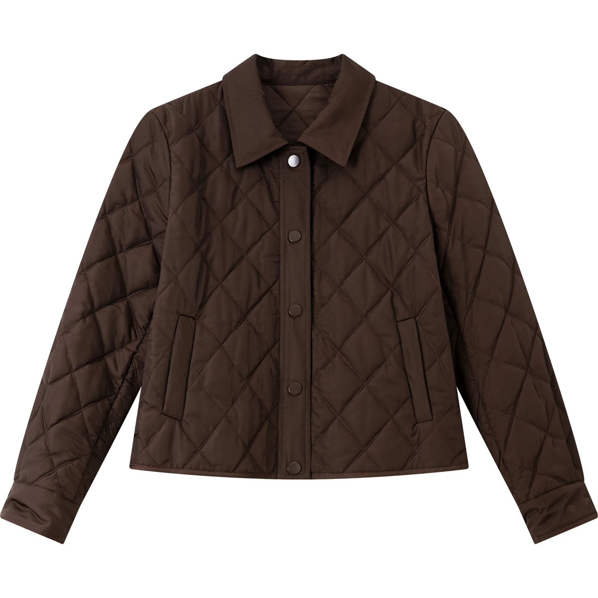 VIMLY Women's Vintage Diamond Quilted Puffer Coat 2025 Winter Oversized Polo Neck Parkas Plaid Spliced Cuff Lady Outwear A2796