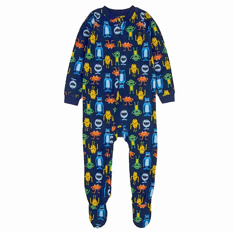 Tute in pile per bambini e bambine, con piedini, pagliaccetti, pigiami caldi per primavera, autunno e inverno.