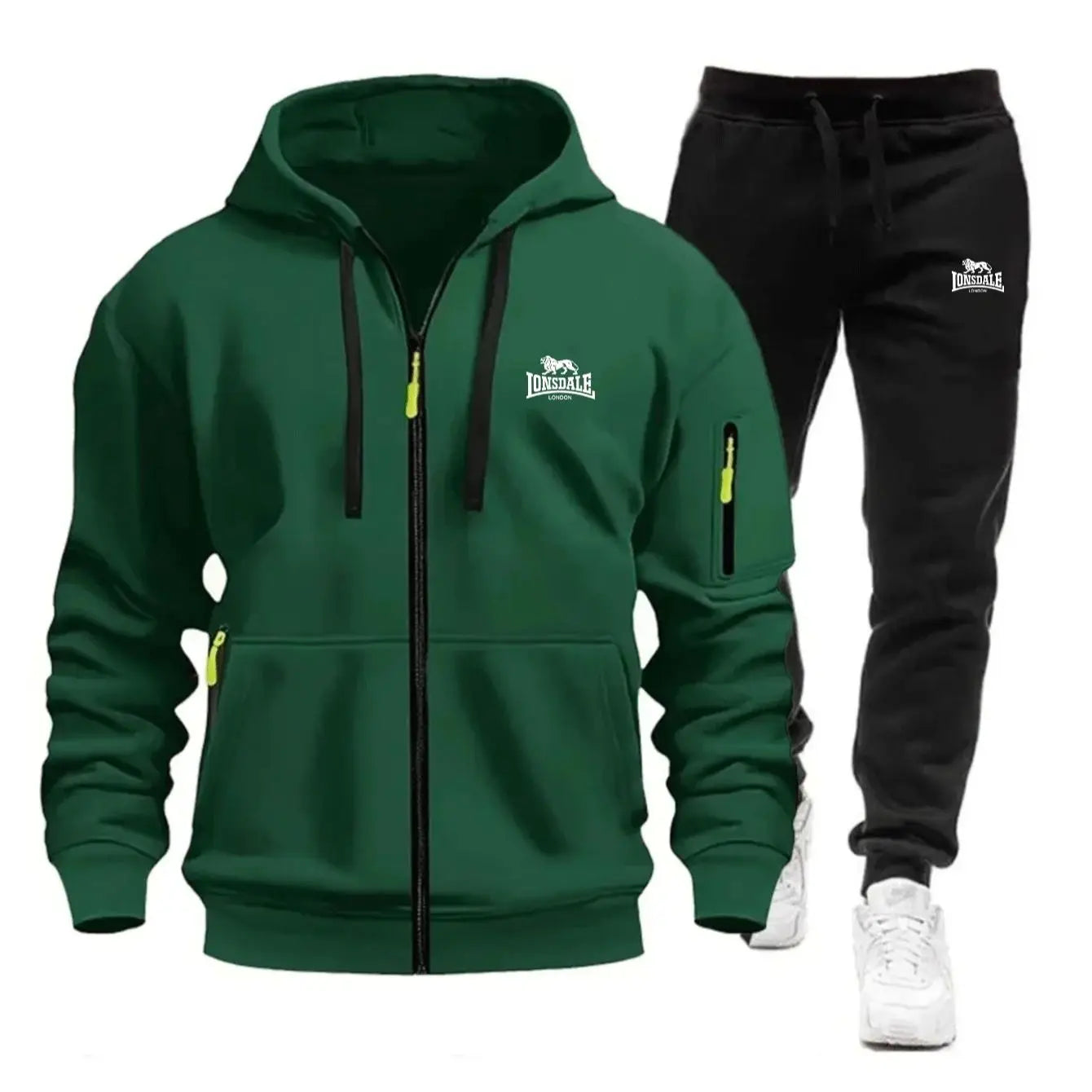2026 New Brand Men's Winter American-Style Heavy Fleece Zip-Up Hoodie Warm Casual Sports Loose Workwear Trendy Set