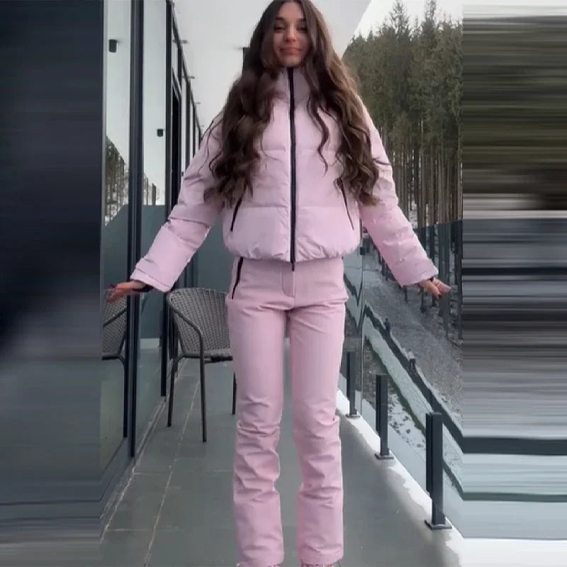 Lady Elegant Younger Thick Skiwear Clothes 2026 Stylish Cute Shaping 2 Piece Set Women's High End Street Sport Cotton Jumpsuit