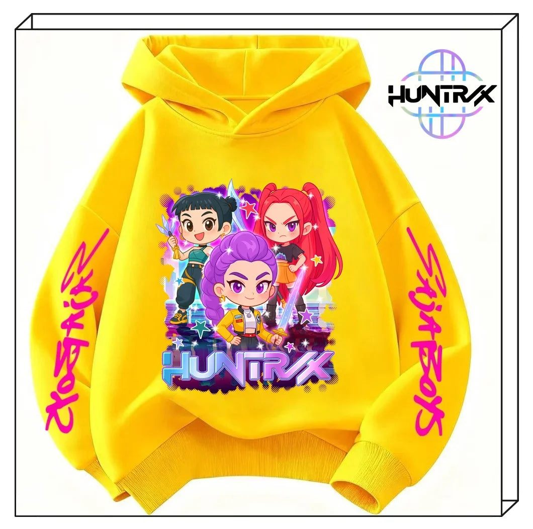 Felpa con cappuccio KPop Demon Hunters per bambini dai 3 ai 14 anni, con grafica Derpy, calda felpa autunnale