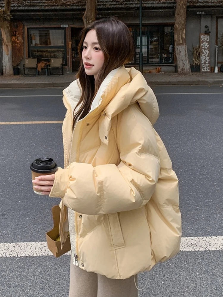 2025 Women Clothing Short Cotton Coat Winter New Style Loose Fit Thickened Petite Cotton Jacket Cold Protection Bread Parkas