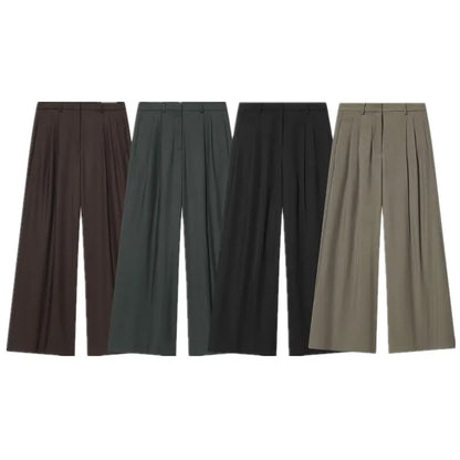 Pantaloni da donna alla moda a gamba larga, nuovi arrivi autunnali, plissettati, versatili, modello slim, abbigliamento casual per donna