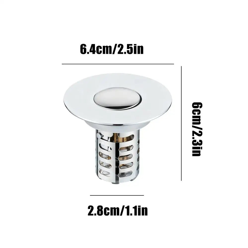 Sink Strainer Rebound Drain Plug Filter Metal Basin Pop-up Sink Filter With Hair Catcher Bathroom Sink Drain Stopper Strainer