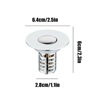 Sink Strainer Rebound Drain Plug Filter Metal Basin Pop-up Sink Filter With Hair Catcher Bathroom Sink Drain Stopper Strainer