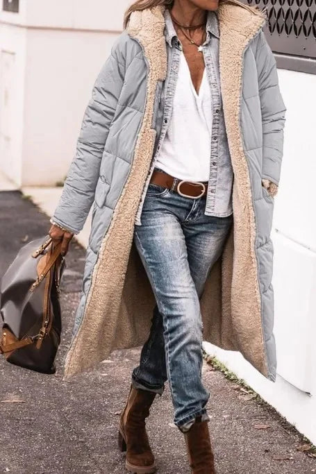 Hot Sale Of The Season Pure Color Hooded Long Sleeve Double-Sided Wear Slimming Personality Open Cardigan Cotton Jacket Women's