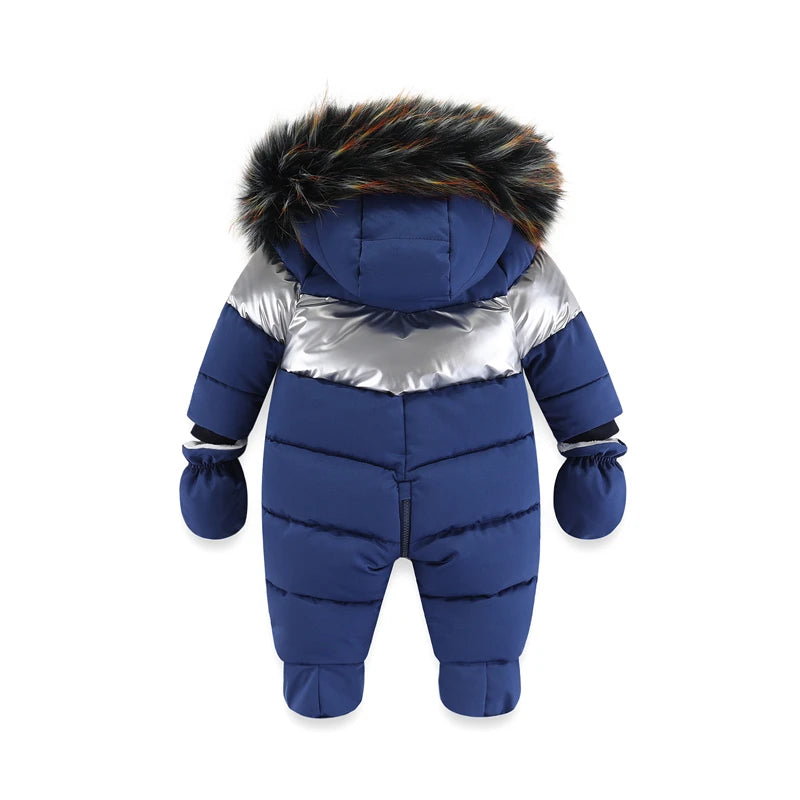 Tutina invernale per neonati con guanti, abbigliamento caldo per bambine, set di abbigliamento con cappuccio per bambini, tuta imbottita per bambini da 0 a 24 mesi.