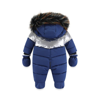 Tutina invernale per neonati con guanti, abbigliamento caldo per bambine, set di abbigliamento con cappuccio per bambini, tuta imbottita per bambini da 0 a 24 mesi.