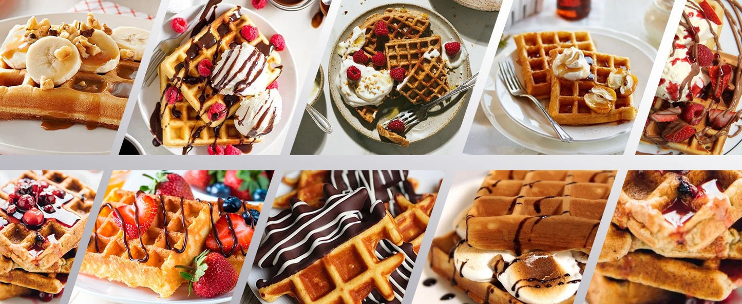 Piastra per waffle con piastre antiaderenti, alloggiamento Cool Touch, indicatori di accensione e spegnimento, macchina per la colazione, avvolgicavo, 750 W.