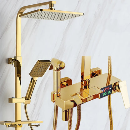 Piano Digital Display Thermostatic Bathroom Shower Set Hot Cold Brass Bathroom Faucets Accessories Digital Piano Shower System