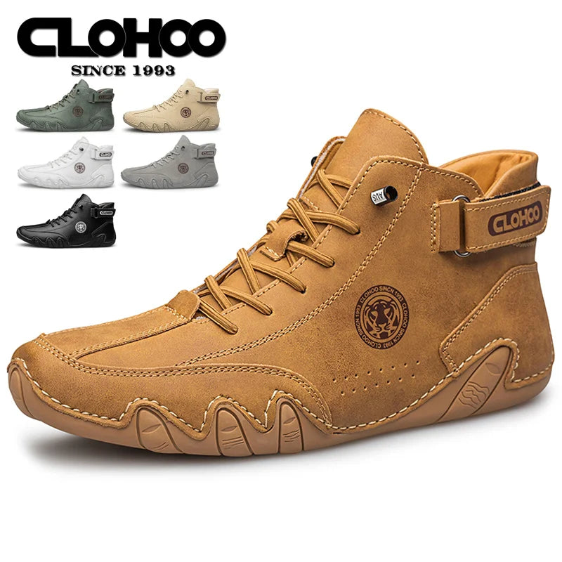 CLOHOO Scarpe da ginnastica da uomo in pelle PU con lacci, nere, casual, da passeggio, leggere, comode e traspiranti, marroni, da uomo