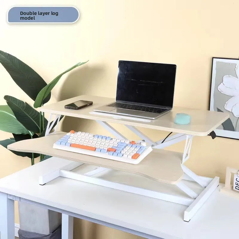 Pneumatic Standing Desk Laptop Table Foldable Adjustable Height Office Desktop Riser for Computer Notebook Workstation