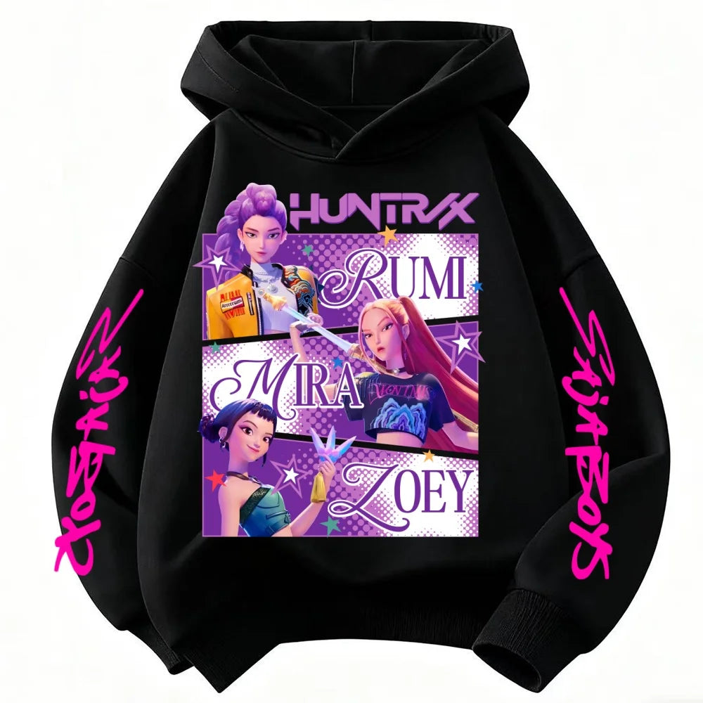 Felpa con cappuccio Huntrix KPop Dem on Hunters Abbigliamento per bambini per ragazze (stile principessa) ragazzi (design alla moda) Adatto come felpa per bambini