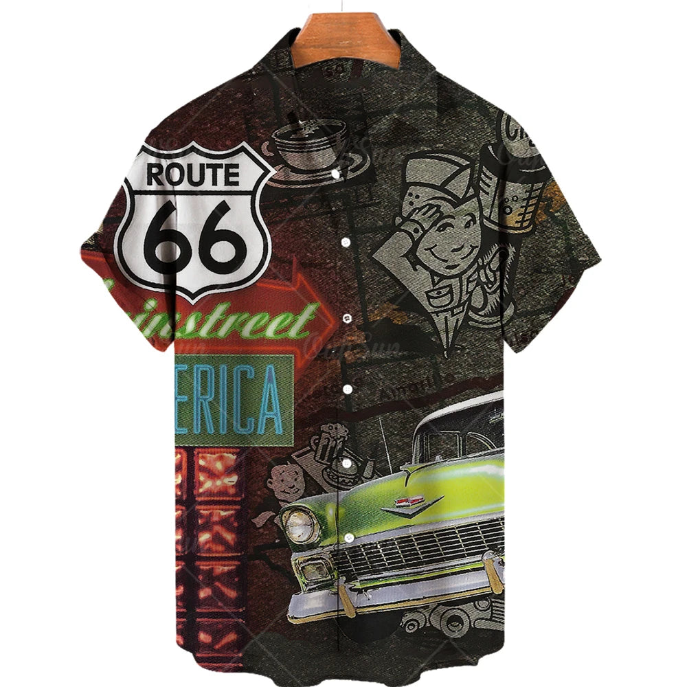 Maglietta da uomo Route 66 Biker 3D per ragazze motocicliste Maglietta Route 66 per uomo Maglietta oversize a maniche corte americana da uomo Maglietta da viaggio