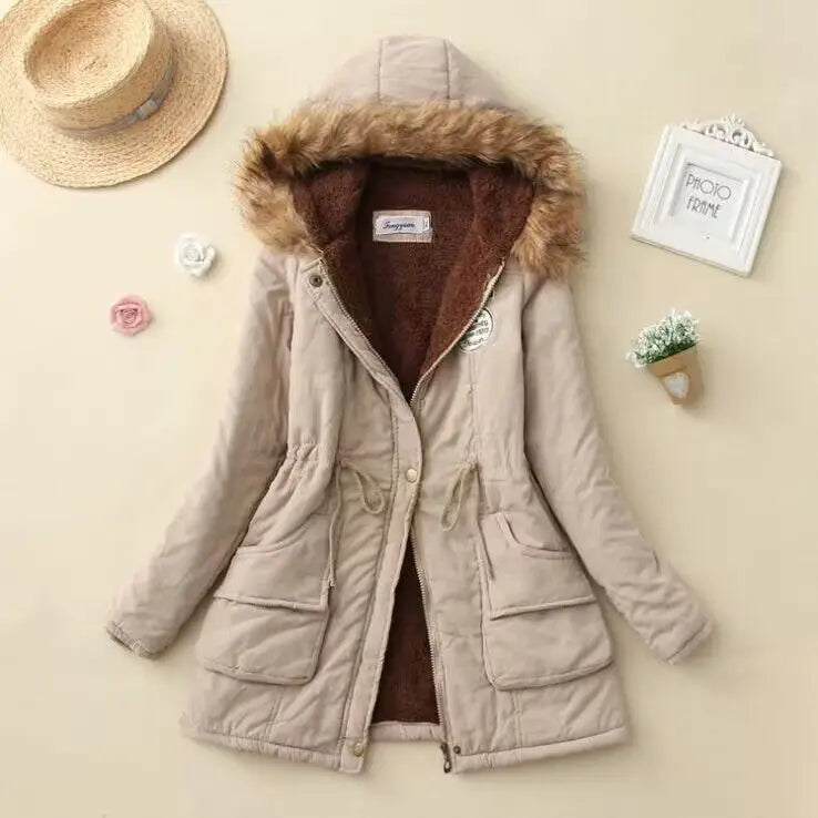 Qpipsd 2025 New Autumn Winter Women Cotton Jacket Padded Casual Slim Coat Emboridery Hooded Parkas Wadded Warm Overcoat