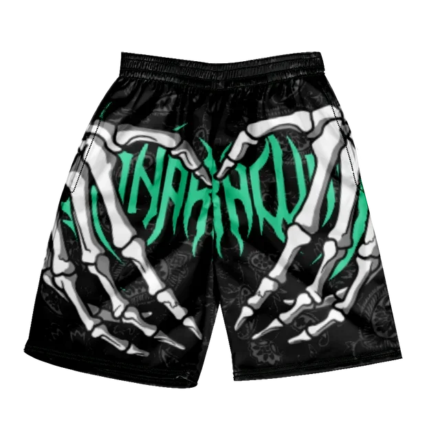 Pantaloncini da spiaggia classici estivi 2024 con teschio, nuovi modelli alla moda con stampa di mano scheletrica, pantaloncini da palestra per uomo e donna, ad asciugatura rapida, pantaloncini da ghiaccio.