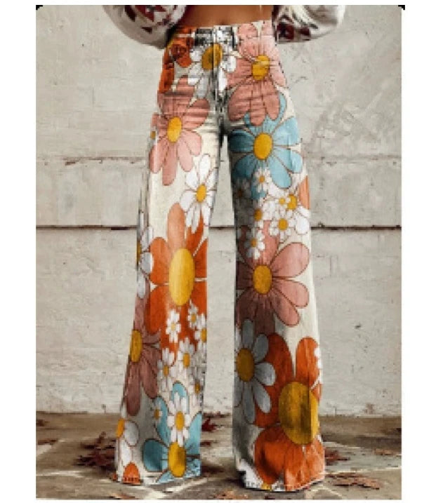 Cross-border Sale of Large-sized Women Casual Pants for European American Trade Thin Style Imitating copy Jeans Wide-leg Fashion