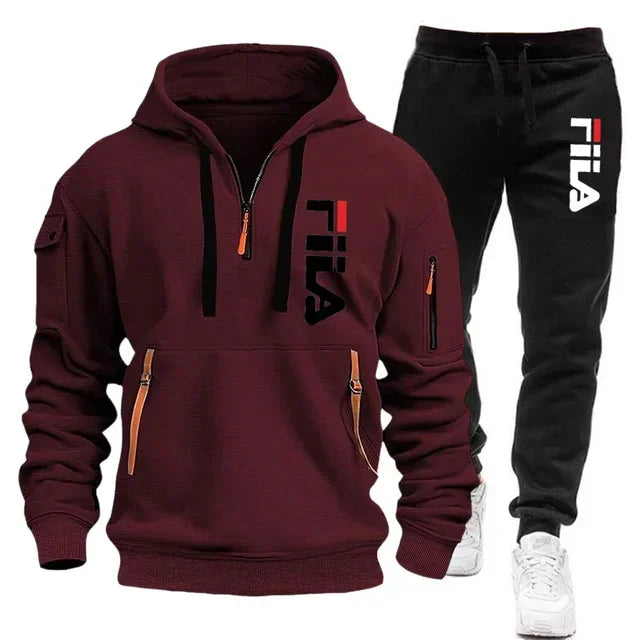 Two sets of 2025 new fashionable men's sportswear, a zippered hooded sweatshirt and sweatpants, for casual fitness and jogging
