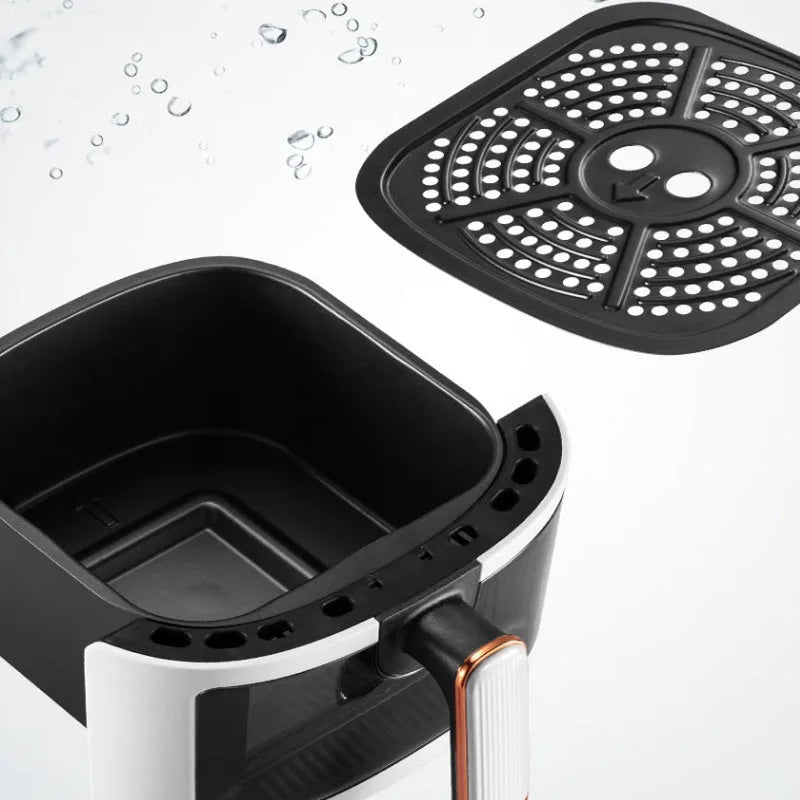 Nuova friggitrice ad aria ad alta capacità in acciaio inossidabile da 8 litri, forno elettrico domestico visivo, multifunzionale, senza olio, per la casa, nero, bianco e verde