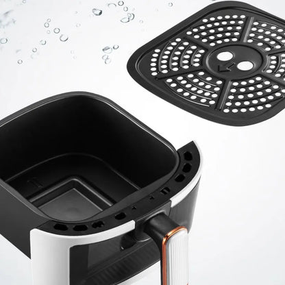 Nuova friggitrice ad aria ad alta capacità in acciaio inossidabile da 8 litri, forno elettrico domestico visivo, multifunzionale, senza olio, per la casa, nero, bianco e verde