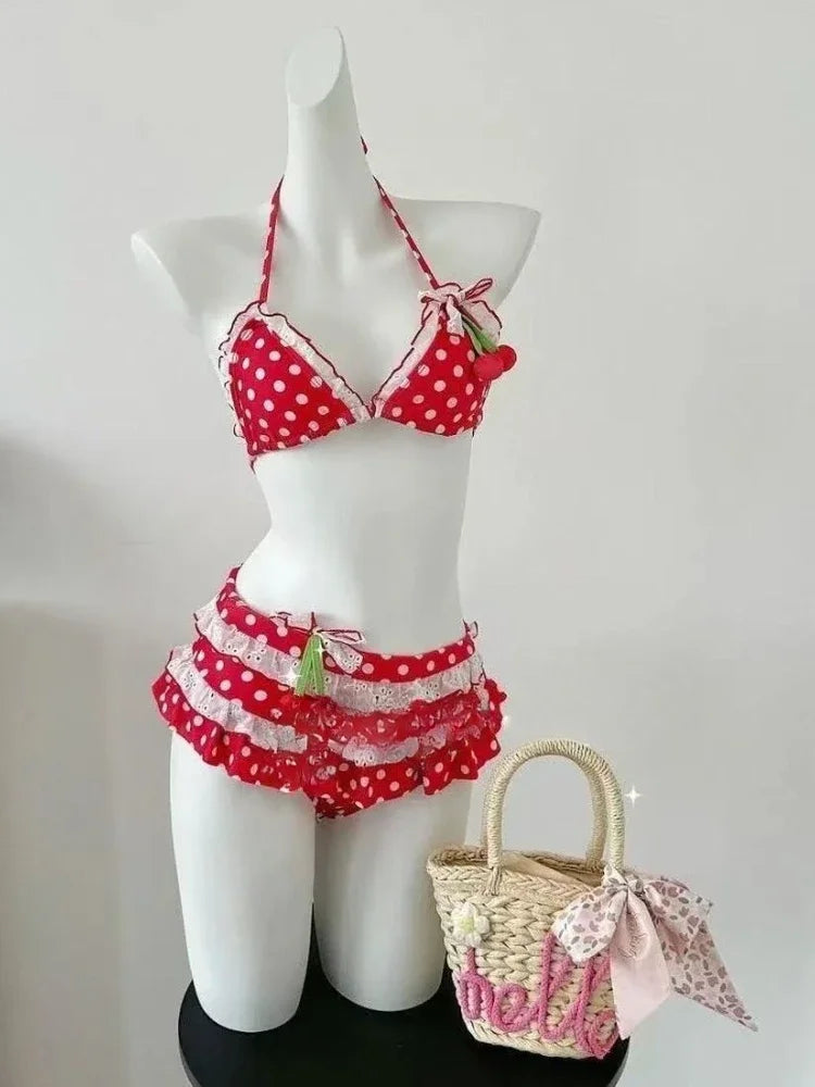 Nuovo bikini a 4 pezzi da donna a vita alta, modello Fairy Sweet, 2026 - Stampa alla moda, ideale per vacanze al mare, feste estive e molto altro.