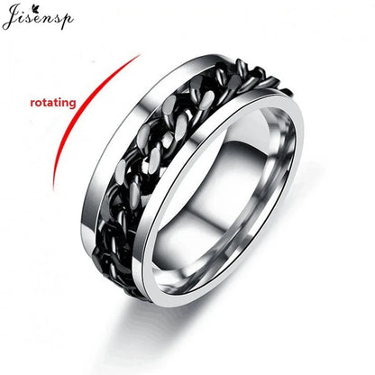 Anelli antistress rotanti, fantastici anelli antistress rotanti con catena in acciaio al titanio, anello girevole per dito per uomo e donna, gioielli punk Bague Homme 2023
