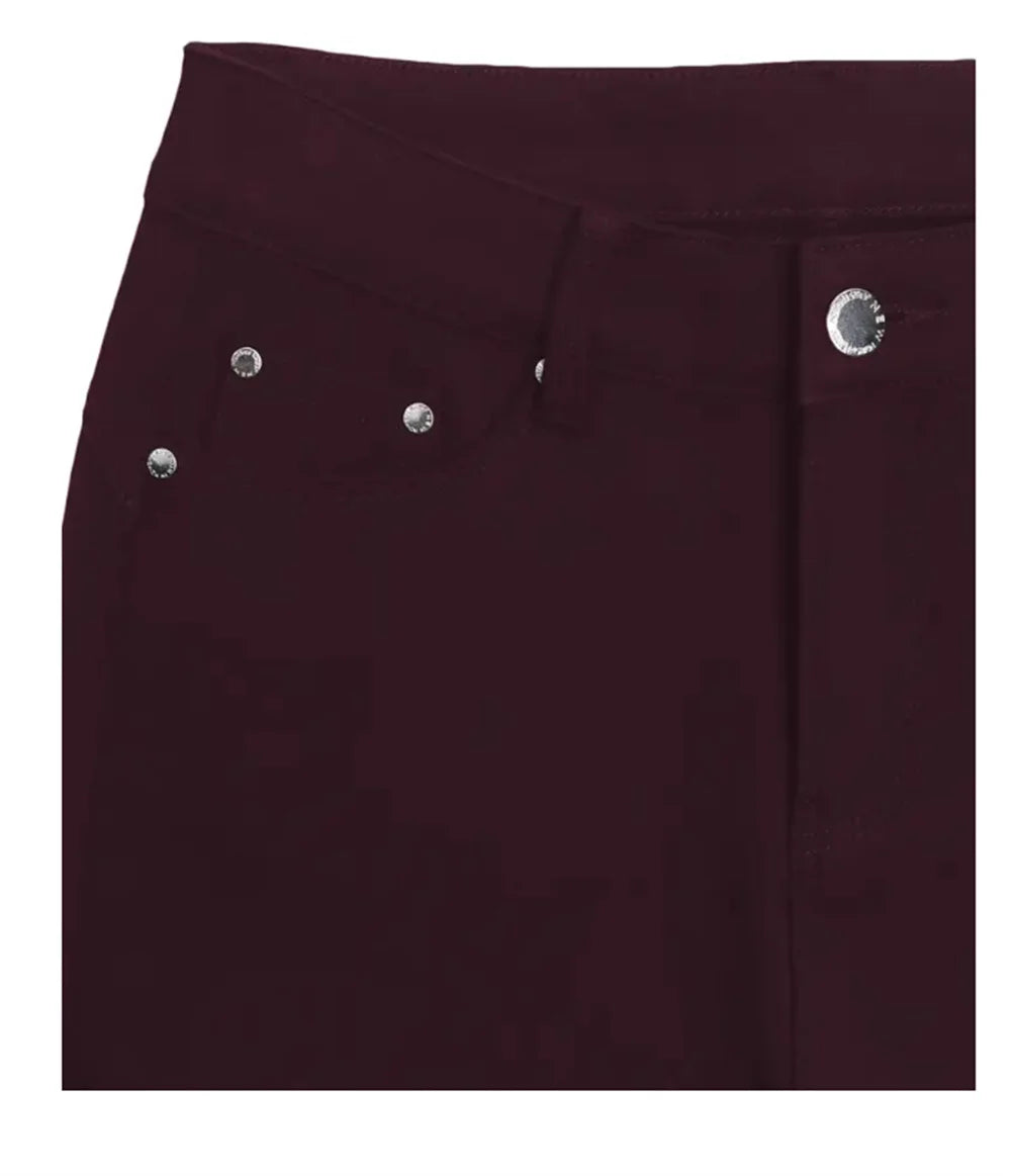 Women Slim Fit Stretch Jeans - 9/10 Length Ankle-Length Colorful Comfort Stretch Fabric  Pants Elastic Waist Casual Office Comfy
