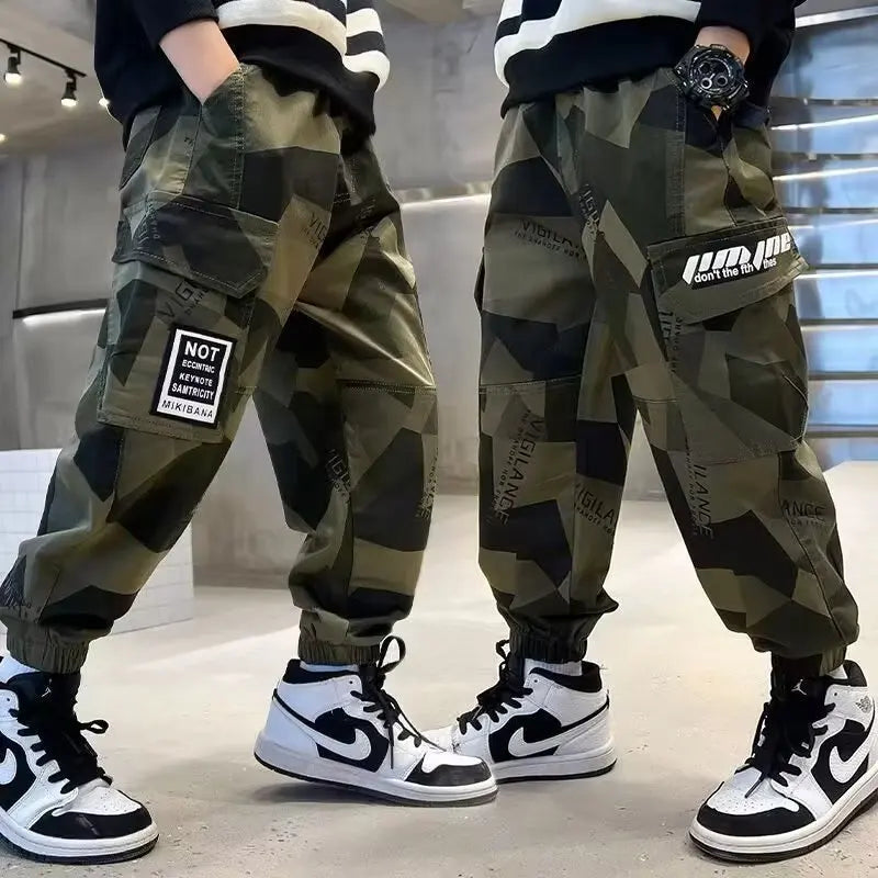 Nuovi pantaloni per bambini primavera autunno, abbigliamento per bambini, pantaloni mimetici per bambini, pantaloni lunghi in cotone per bambini, pantaloni militari per bambini