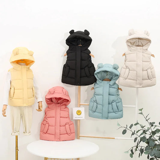 Gilet da bambino autunno/inverno 2-6 anni, caldo, tinta unita, senza maniche, con cappuccio e cerniera, gilet da bambina, regalo di compleanno, abbigliamento per bambini