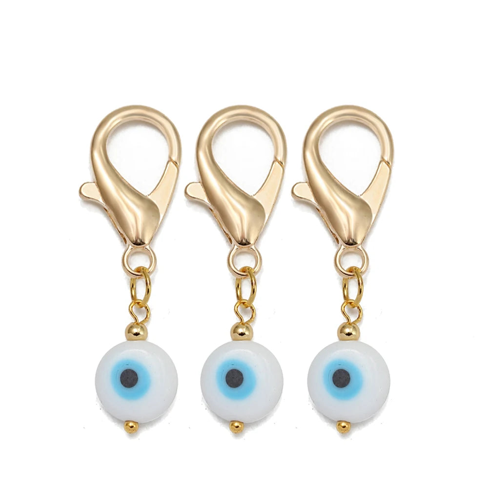 Set di 3 portachiavi Lucky Eye Turkish Evil Eye in lega, portachiavi rotondo Fatima, portachiavi per borsa e auto, pulsaras bijoux צמידים