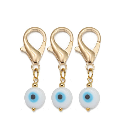 Set di 3 portachiavi Lucky Eye Turkish Evil Eye in lega, portachiavi rotondo Fatima, portachiavi per borsa e auto, pulsaras bijoux צמידים