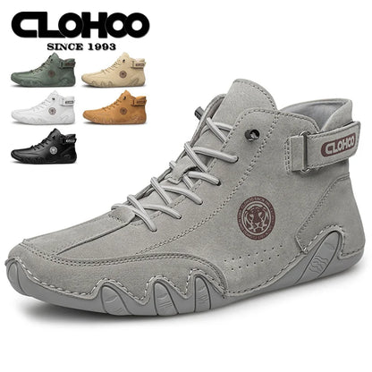 CLOHOO Scarpe da ginnastica da uomo in pelle PU con lacci, nere, casual, da passeggio, leggere, comode e traspiranti, marroni, da uomo