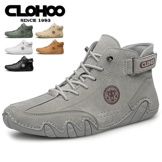 CLOHOO Scarpe da ginnastica da uomo in pelle PU con lacci, nere, casual, da passeggio, leggere, comode e traspiranti, marroni, da uomo