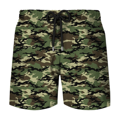 Pantaloncini sportivi da uomo con stampa 3D mimetica per cosplay, ideali per attività all'aperto, corsa, spiaggia, traspiranti, con elastico in vita.