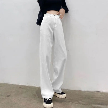 High Waist Wide Leg Slimming Jeans Women's Loose Personality New Korean Version Straight Tube Floor-Length Draping Pants
