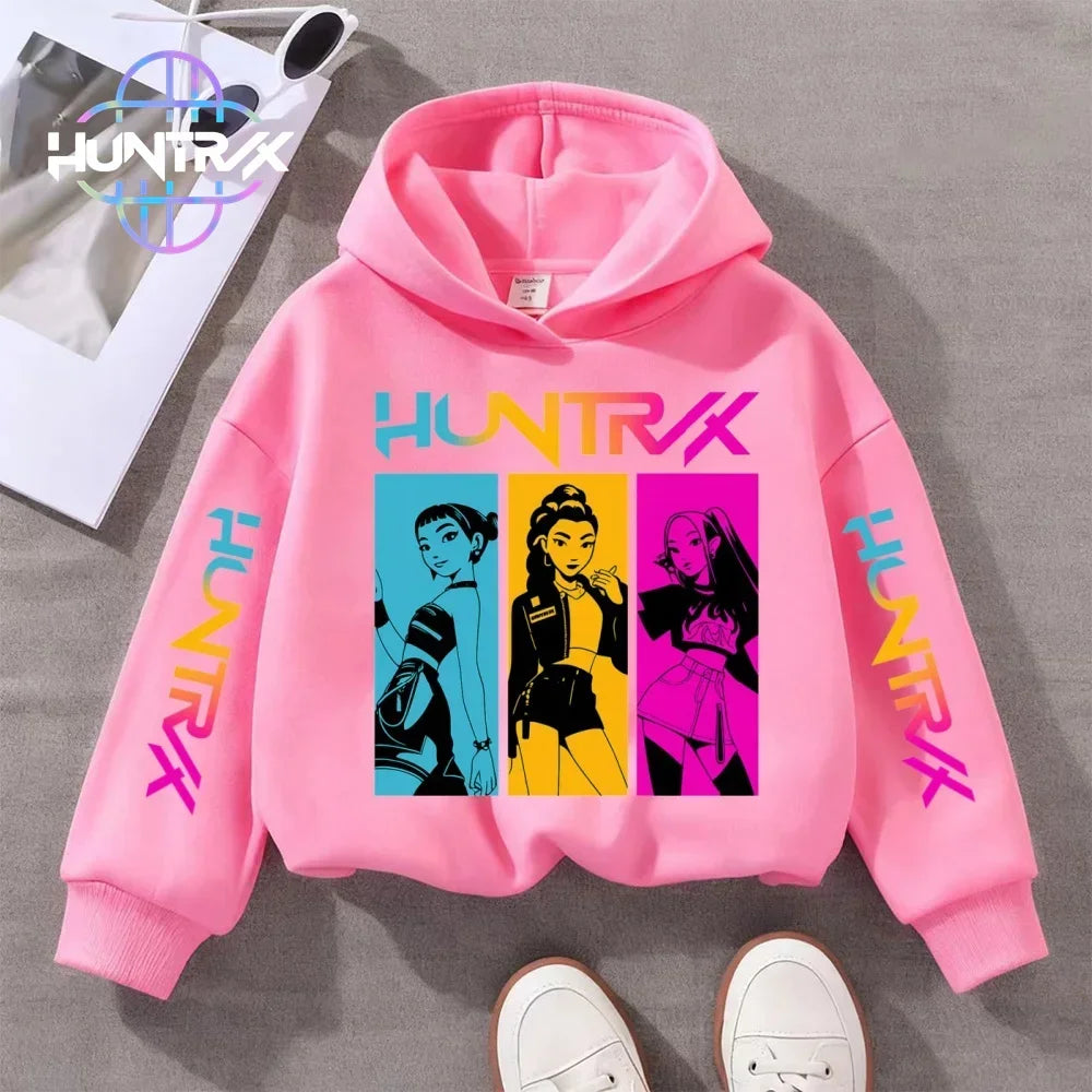 Felpa con cappuccio KPop Demon Hunters per bambini dai 3 ai 14 anni, con grafica Derpy, calda felpa autunnale