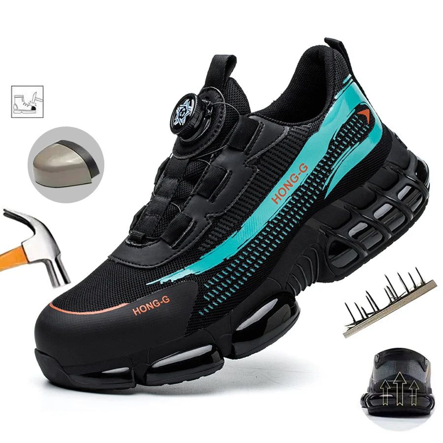 Scarpe antinfortunistiche indistruttibili con puntale in acciaio, antiscivolo, resistenti all'abrasione, scarpe da lavoro da uomo, robuste e comode.