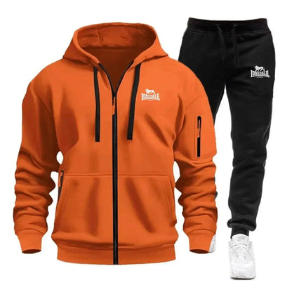 2026 New Brand Men's Winter American-Style Heavy Fleece Zip-Up Hoodie Warm Casual Sports Loose Workwear Trendy Set