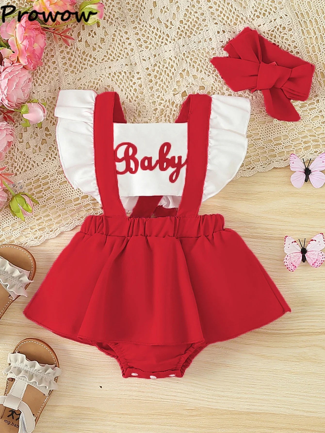 Prowow Abbigliamento per neonate Abito estivo con body senza schienale, stampa con lettere e patchwork per neonate e bambine