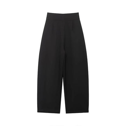 Willshela Women Fashion Solid Front Zipper Pleated Wide Leg Pants Vintage High Waist Full Length Female Chic Lady Trousers