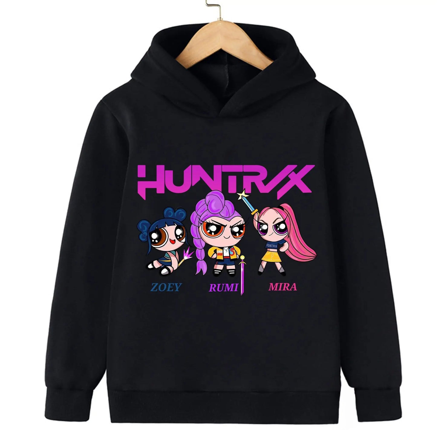 Felpa con cappuccio Kpop cacciatore di streghe per bambini, ragazze, ragazzi, primavera-autunno, giacca dojo originale street, autunno-inverno