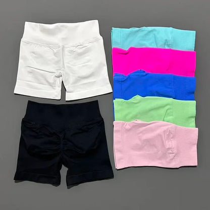 HISTELLO Impact Shorts 4.5" Women Yoga Shorts Seamless Low Waist Scrunch Bum Gym Leggings Workout Stretch Fitness Sports Shorts