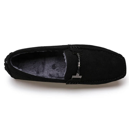 Mocassini da uomo, scarpe casual slip-on, mocassini da uomo in pelliccia, scarpe invernali calde da uomo, mocassini in vera pelle scamosciata di vacchetta, scarpe basse di lusso