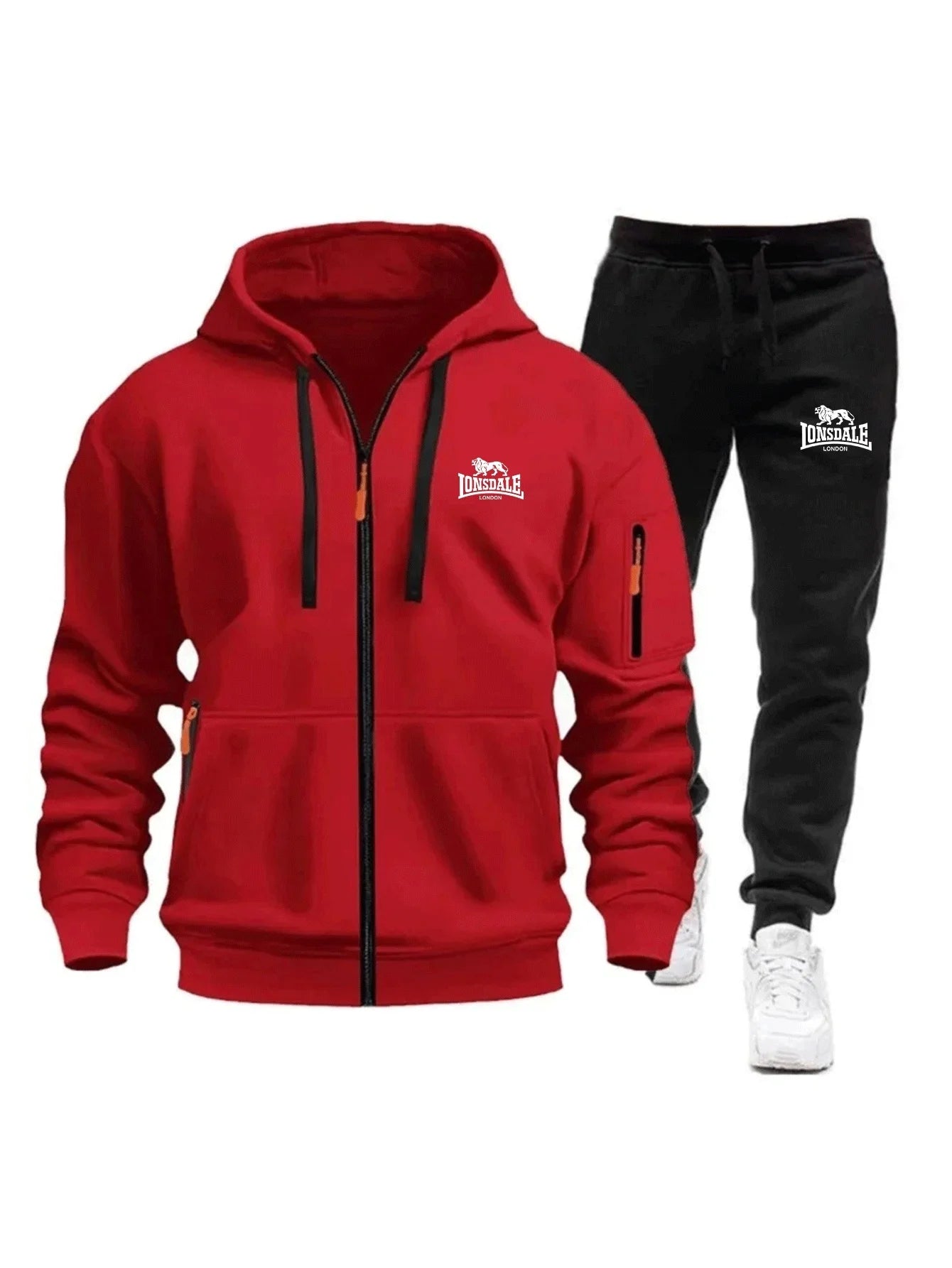 2026 New Brand Men's Winter American-Style Heavy Fleece Zip-Up Hoodie Warm Casual Sports Loose Workwear Trendy Set